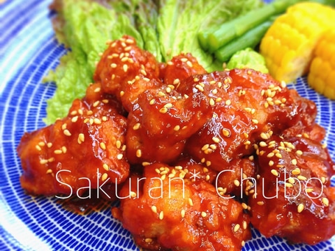 甘辛コチュジャンで韓国の鶏唐揚げ ヤンニョムチキン レシピ 作り方 By さくらまこ 楽天レシピ 甘辛コチュジャンで韓国の鶏唐揚げ ヤンニョムチキン レシピ 作り方 By さくらまこ 楽天レシピ
